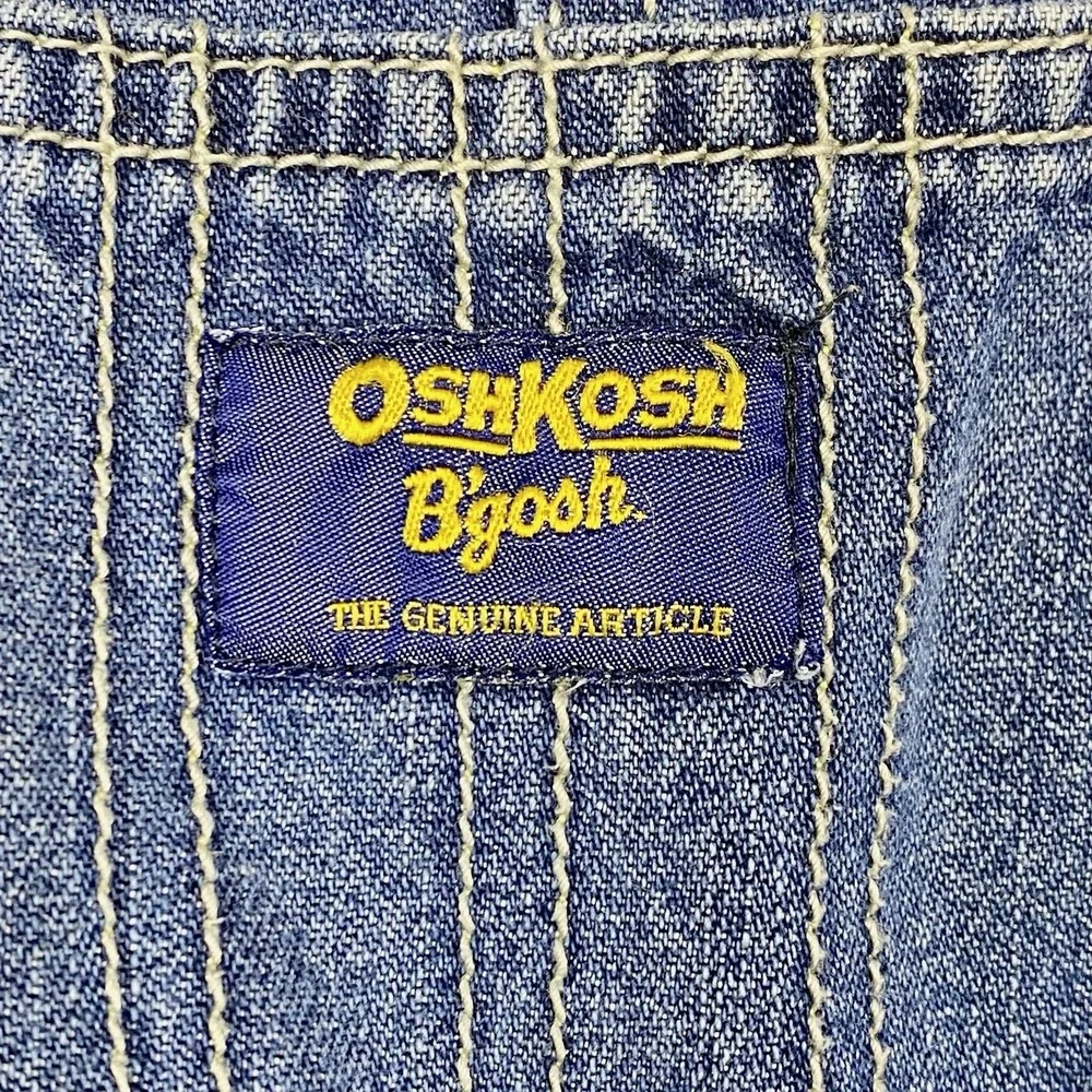 VTG 80's Oshkosh B'Gosh 18 Month Vestbak Blue Denim Bib Jean Overalls‎ Snap USA